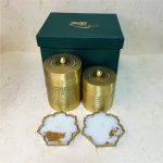 Uphaar Brass Containers Set of 2 & 2 Diyas Gift Box